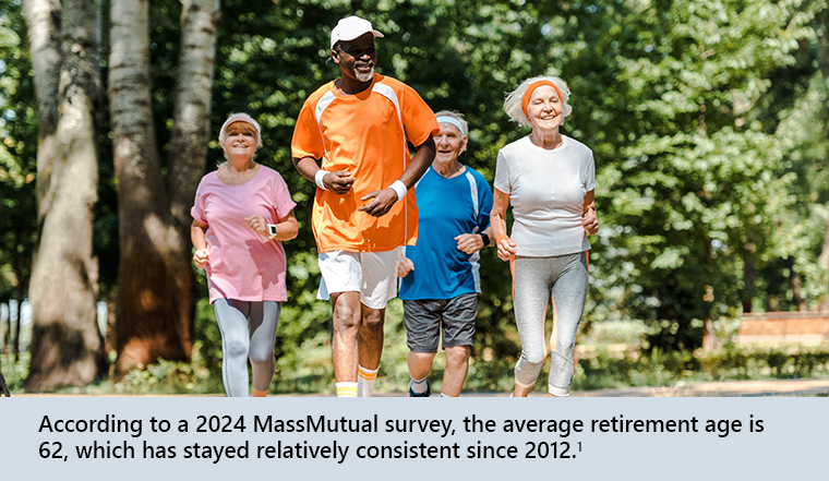 Group of people in retirement age, running together